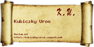 Kubiczky Uros névjegykártya